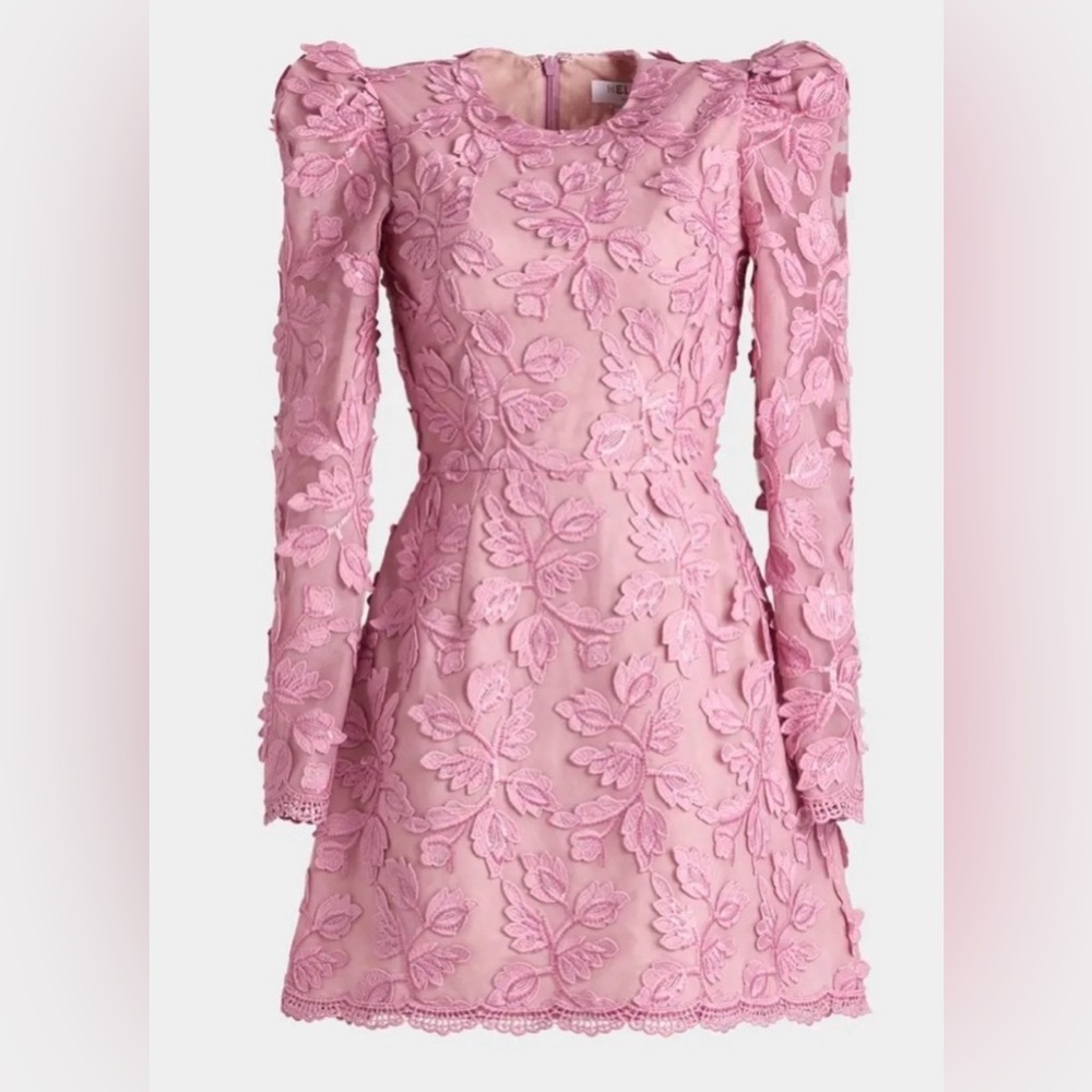 Chic Long Sleeve Pink Lace Dress